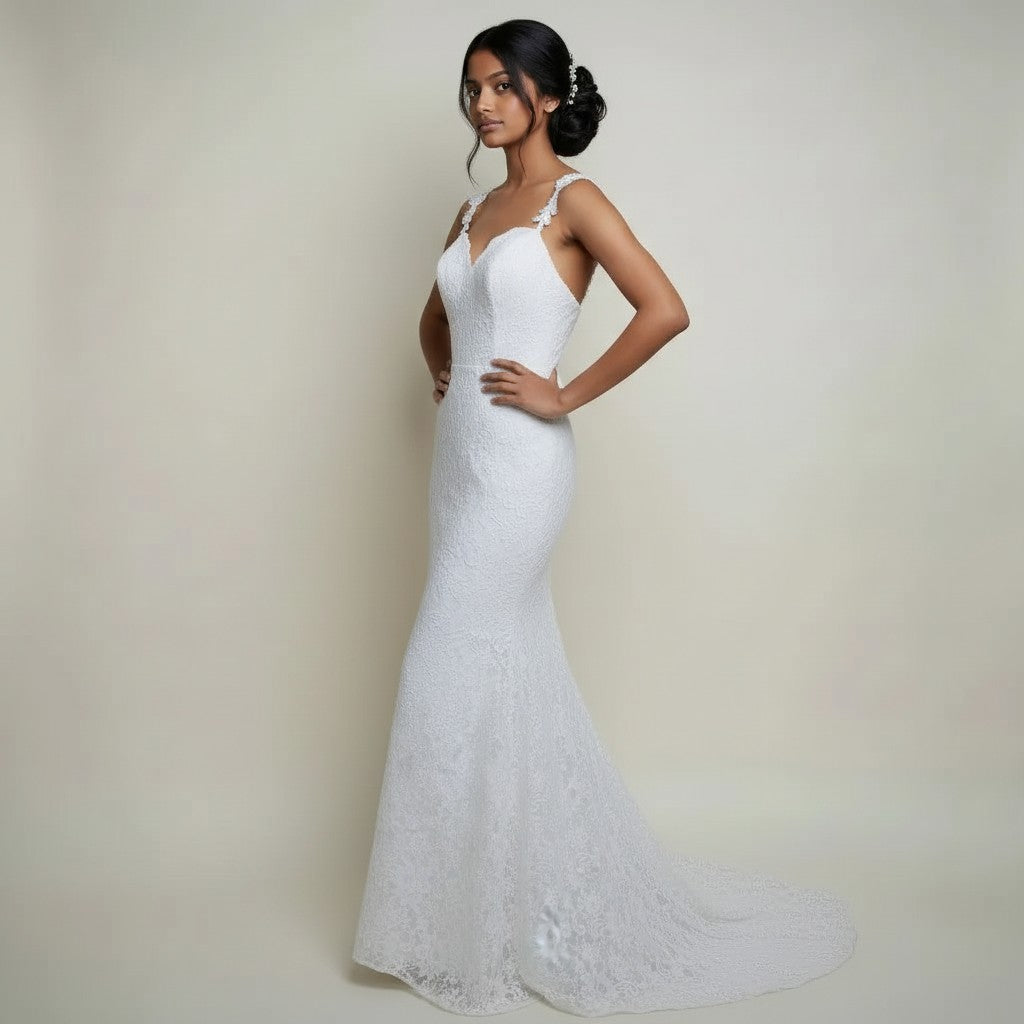 72106 Off white lace semi fitted