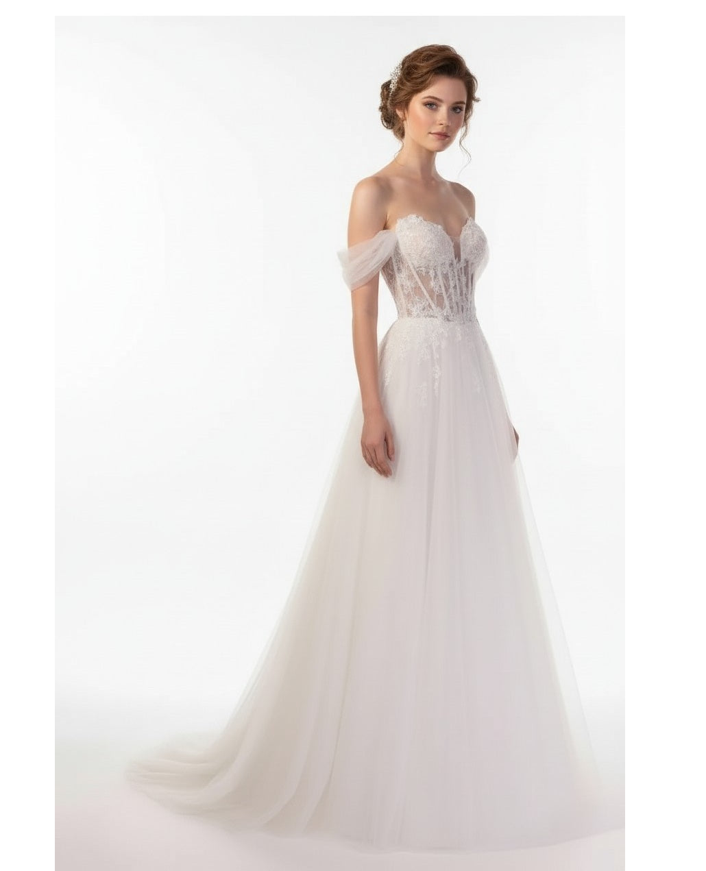 72135 Detachable off shoulders. Stunning 3D detail