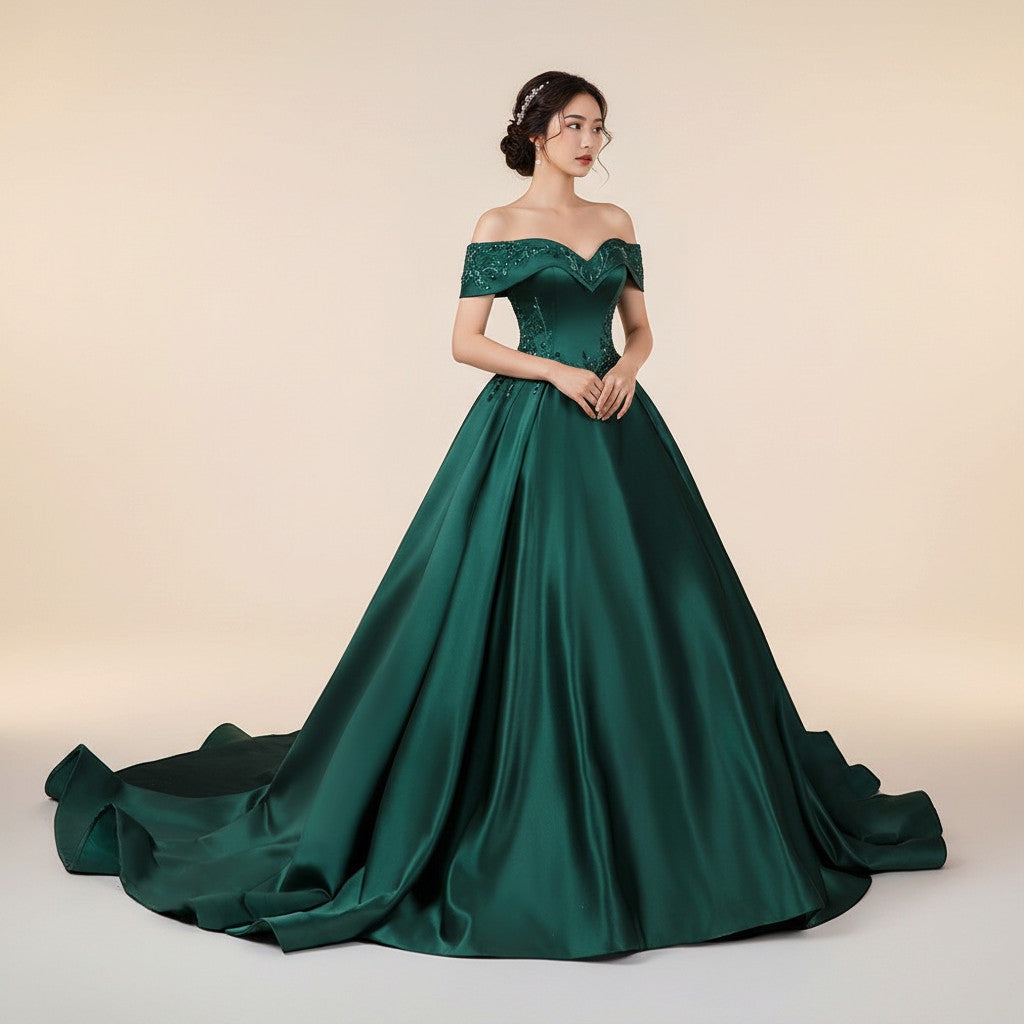 72165 Emerald green, alternative wedding dress