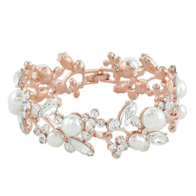 7323 Glam rose gold pearl and crystal bracelet.