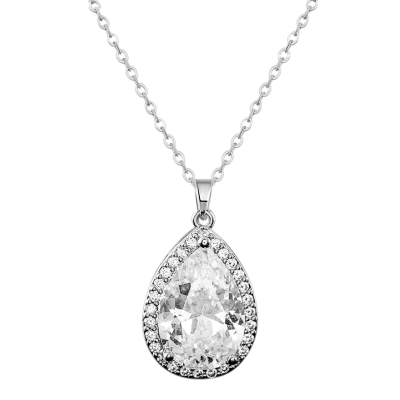 7685  CUBIC ZIRCONIA silver SPARKLE GEM NECKLACE.
