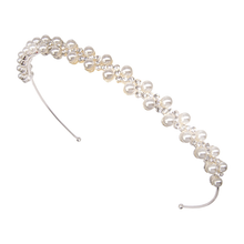 7470 SIMPLY CHIC PEARL HEADBAND double row- SILVER.