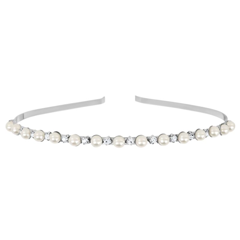 7469 SIMPLY CHIC PEARL HEADBAND single row- SILVER.