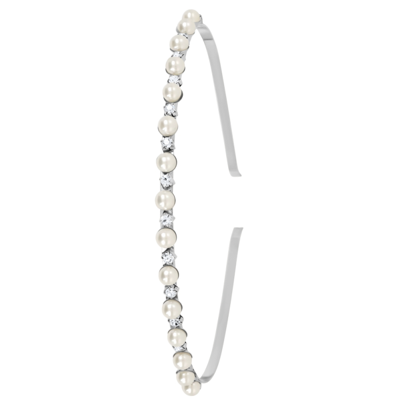 7469 SIMPLY CHIC PEARL HEADBAND single row- SILVER.