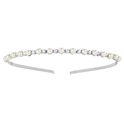 7469 SIMPLY CHIC PEARL HEADBAND single row- SILVER.