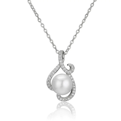 7683  CUBIC ZIRCONIA - CHARMING PEARL NECKLACE