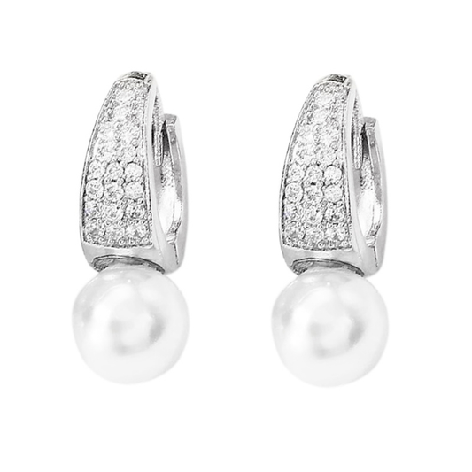 7669 CUBIC ZIRCONIA COLLECTION - CHIC PEARL DROP EARRINGS