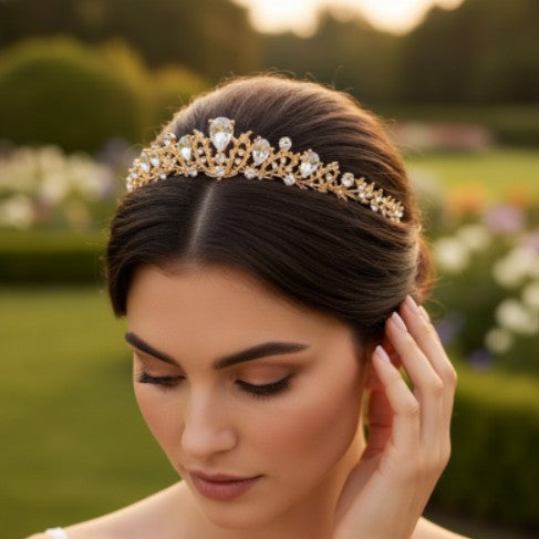 7700 CUBIC ZIRCONIA - CHIC STARLET TIARA - GOLD