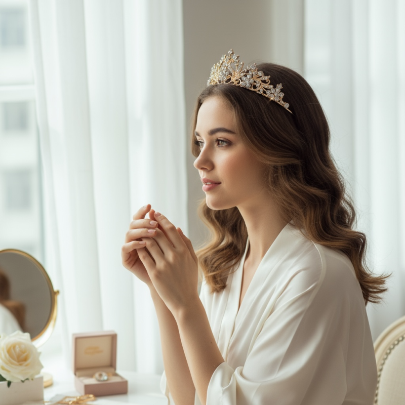 7665 Dainty Daisy Tiara. Delicate and lightweight. Rose Gold