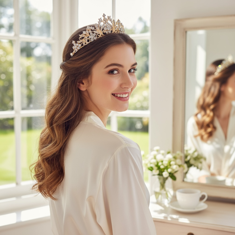 7665 Dainty Daisy Tiara. Delicate and lightweight. Rose Gold