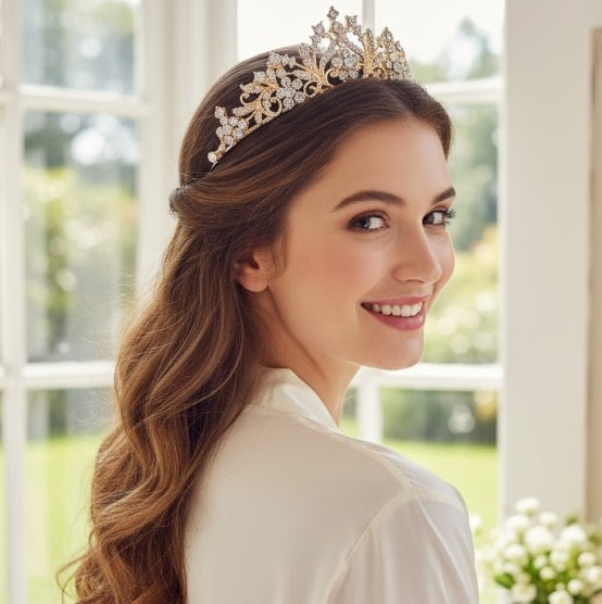 7665 Dainty Daisy Tiara. Delicate and lightweight. Rose Gold