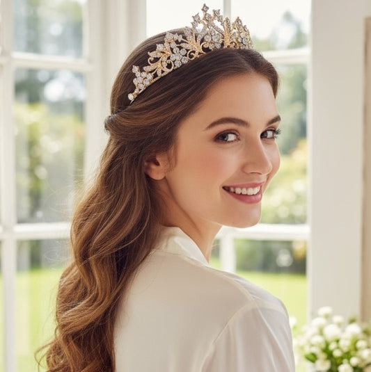 7665 Dainty Daisy Tiara. Delicate and lightweight. Rose Gold