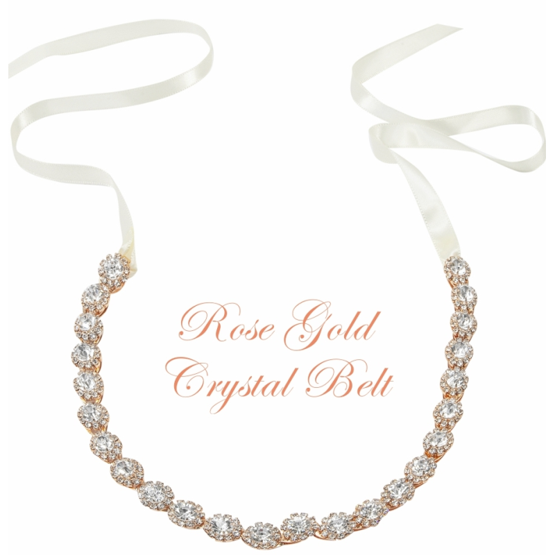 BBB18 Belt made of soft ivory satin ribbon with diamante