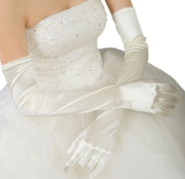 BBGV14L Very long white satin gloves 51cm