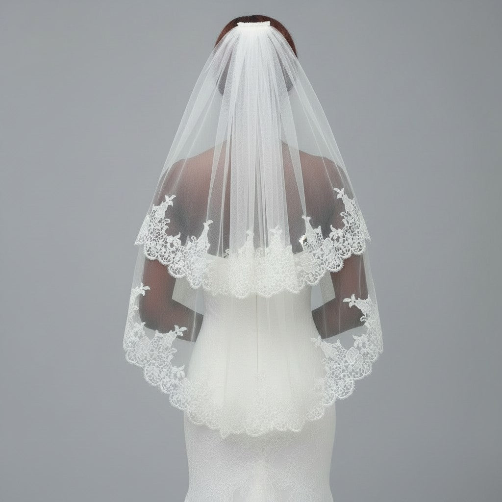BBV120 2 layer  veil with pretty lace edge