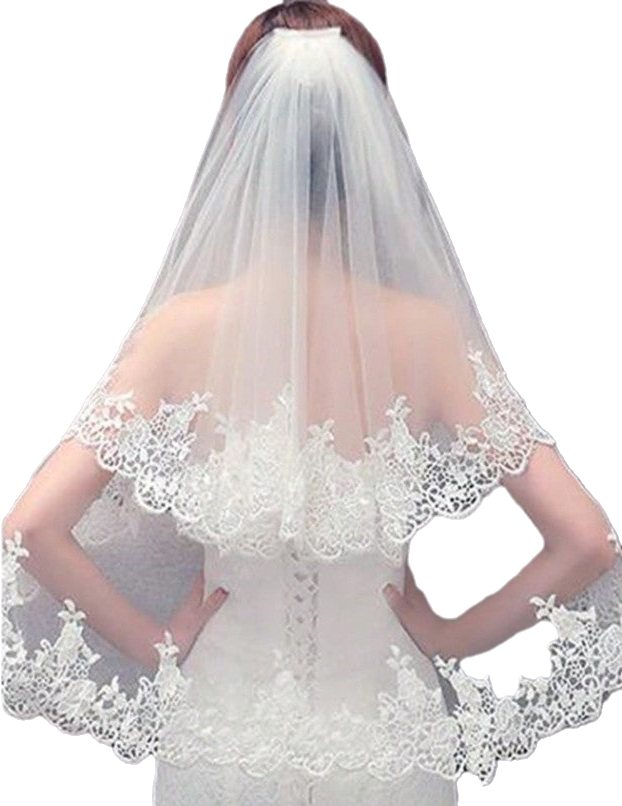 BBV120 2 layer  veil with pretty lace edge.