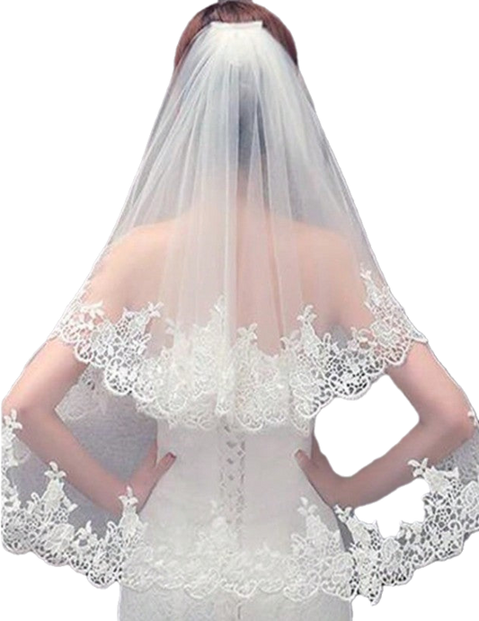 BBV120 2 layer  veil with pretty lace edge.