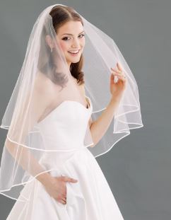 BBV22 double layer veil with satin trim. 100cm