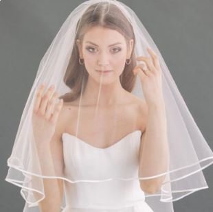 BBV22 double layer veil with satin trim. 100cm