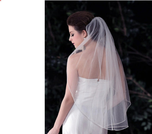 BBV3 single layer rhinestone edge fingertip veil 90cm