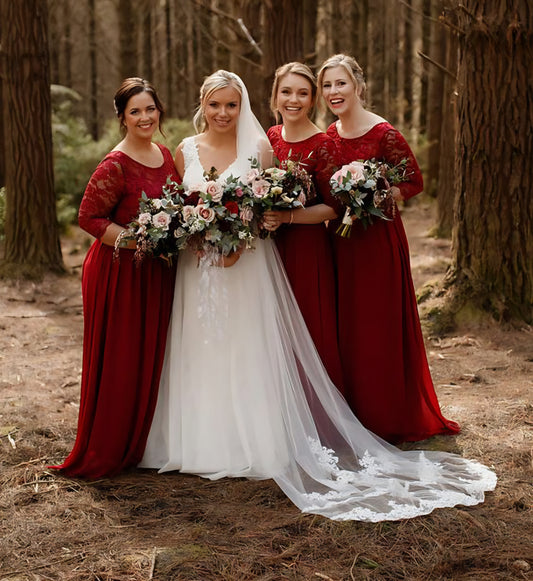 BBV4 single layer 3m Cathedral veil with lace detail trim.