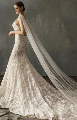 BBV51 single layer 2m plain tulle cape veil.