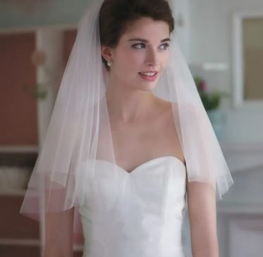 BBV61  Simple medium 2 layer tulle veil. Perfect addition to most bridal gowns.