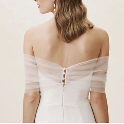 BBGV81B off white soft tulle off shoulder bolero.