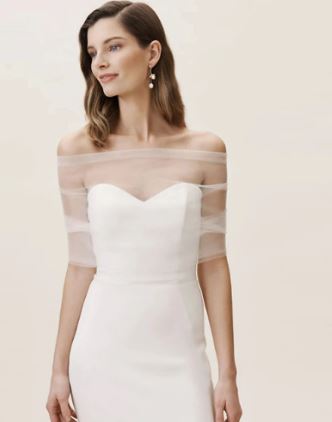 BBGV81B off white soft tulle off shoulder bolero.