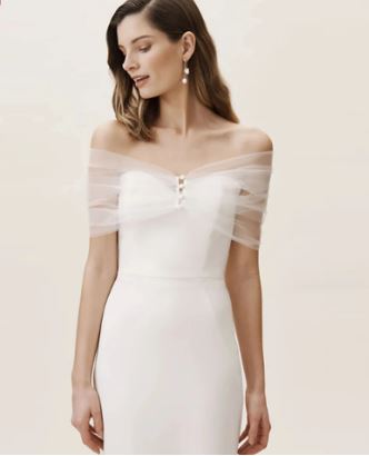 BBGV81B off white soft tulle off shoulder bolero.