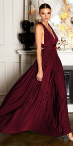 BM1070 Burgundy.  Multiway gown. Size 12-14 and 14-16