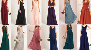 BM2000 Mauve. Maxi length v neck chiffon gown. Available to order. $159.00.