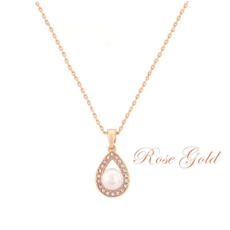 7480RG precious rose gold, crystals and pearl necklace