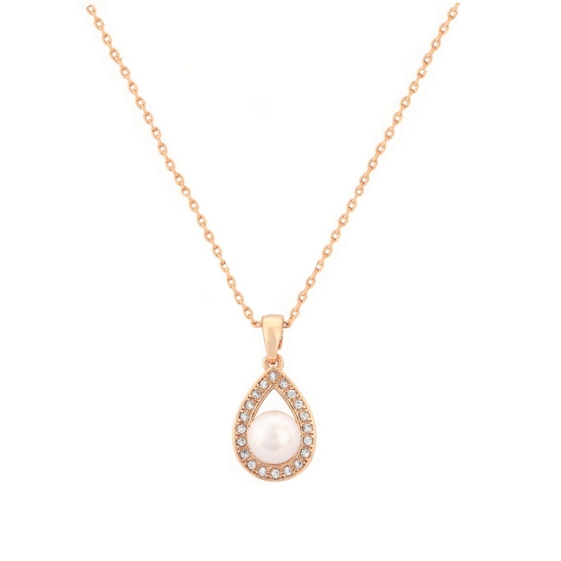 7480RG precious rose gold, crystals and pearl necklace