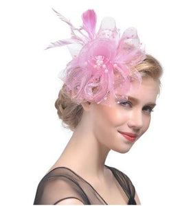 FAC800P Pink Classic, fascinator with feather detail.