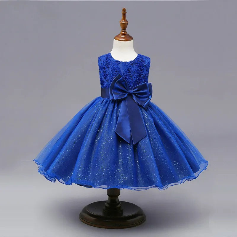 G20276RB. Blue flowers and sparkle tulle flower girl, party dress. Age 10