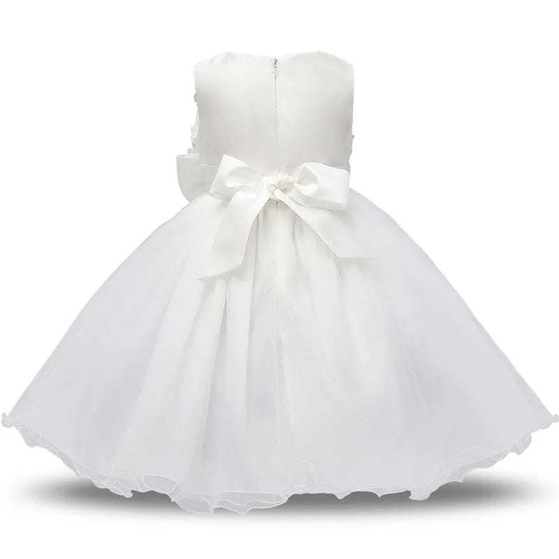 G20276W. White flowers and sparkle tulle flower girl, party dress. Age 6