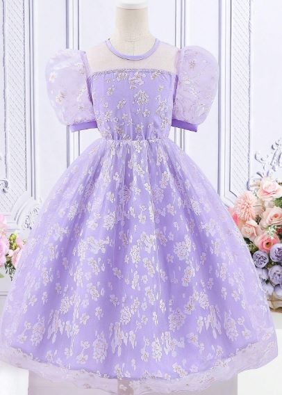 G20312 Lavender sparkle floral princess dress.