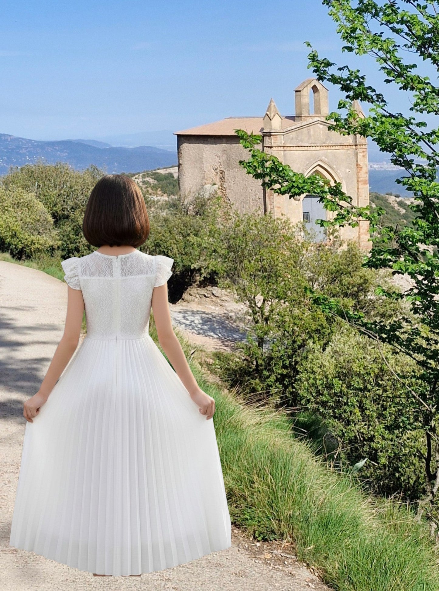 G20340 Off white chiffon communion or party dress.