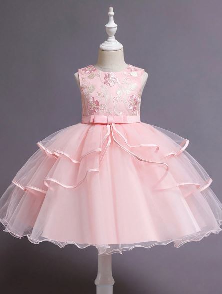 G20300. Pink tulle layered skirt. Detailed bodice.