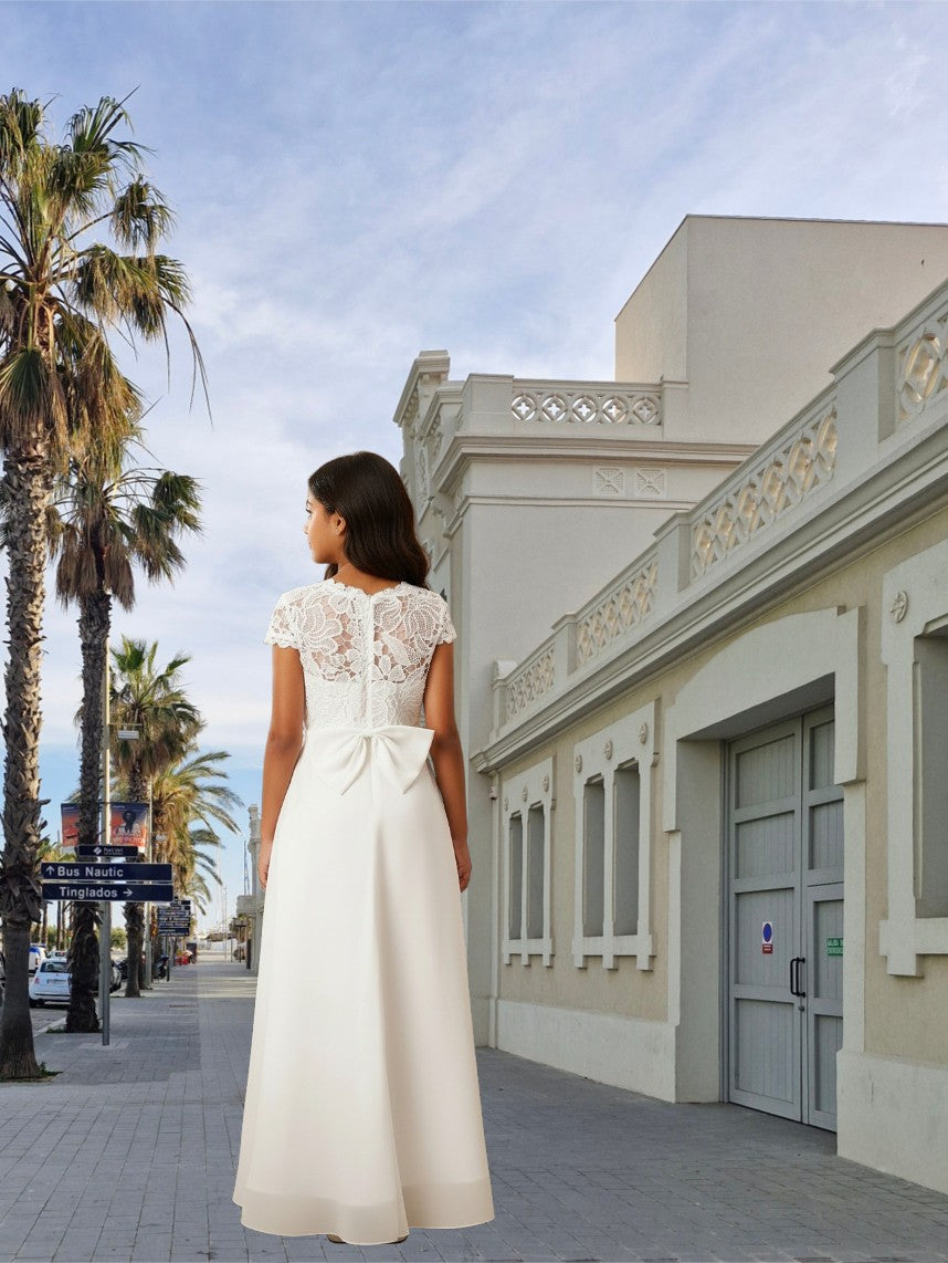 G20341 Off white chiffon communion or party dress.