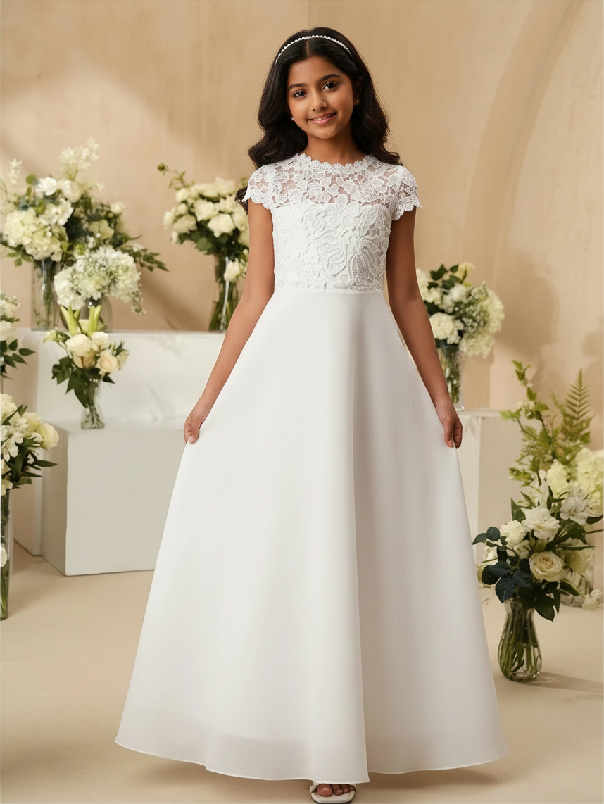 G20341 Off white chiffon communion or party dress.