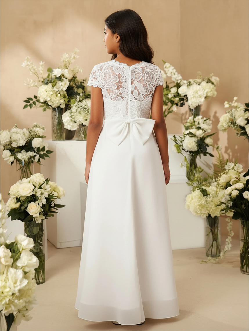 G20341 Off white chiffon communion or party dress.