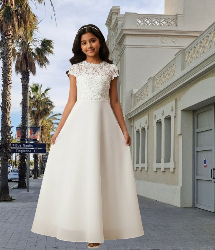 G20341 Off white chiffon communion or party dress.
