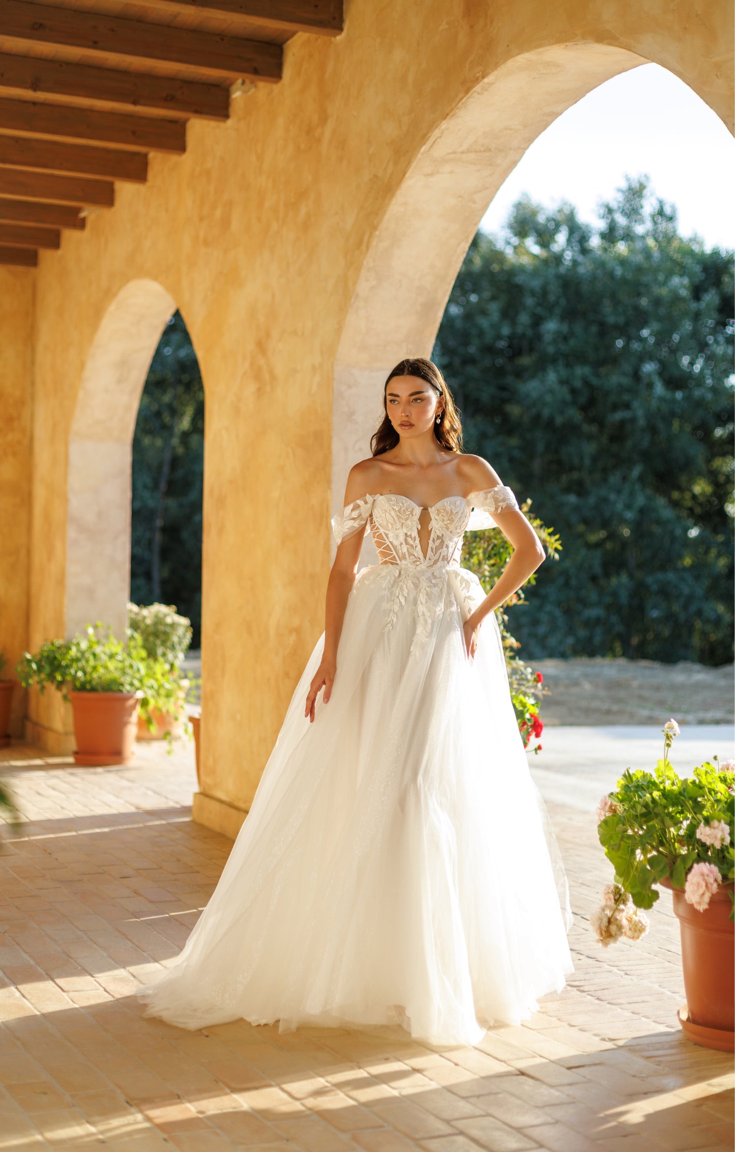 71952- Dahlia. Corset style with beautiful floral embroidery