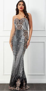 10201 Designer gown. Stunning strapless sequin evening gown size 10