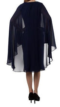 10402 size 8  navy and white print dress with plain navy cape