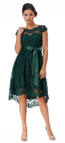GODDESS designer cocktail gown 10658 emerald lace size 12