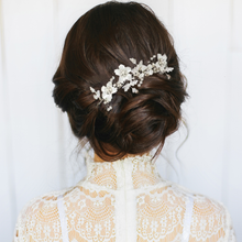 #7208 Floral Romance bridal , rose gold wedding, hair comb - Size is 12cm x 5cm wide.