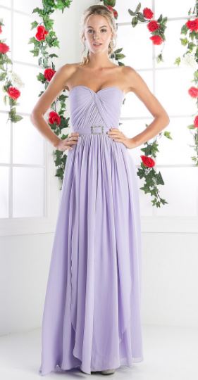 10747 Lavender, strapless chiffon A-line. Size 20